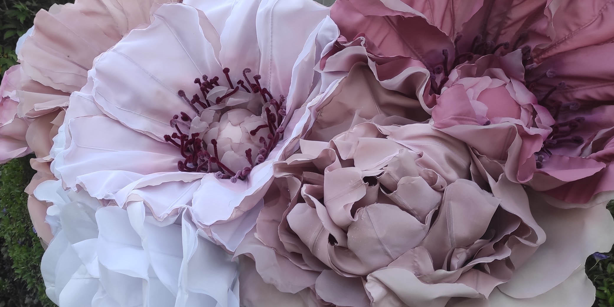 Pink, Purple and White Fabric Flowers