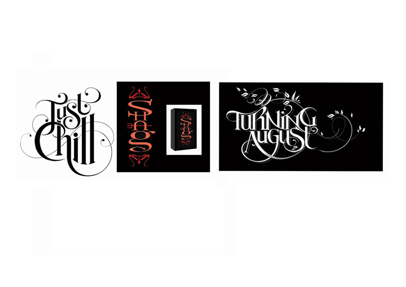 Hand-drawn tattoo-style lettering on black